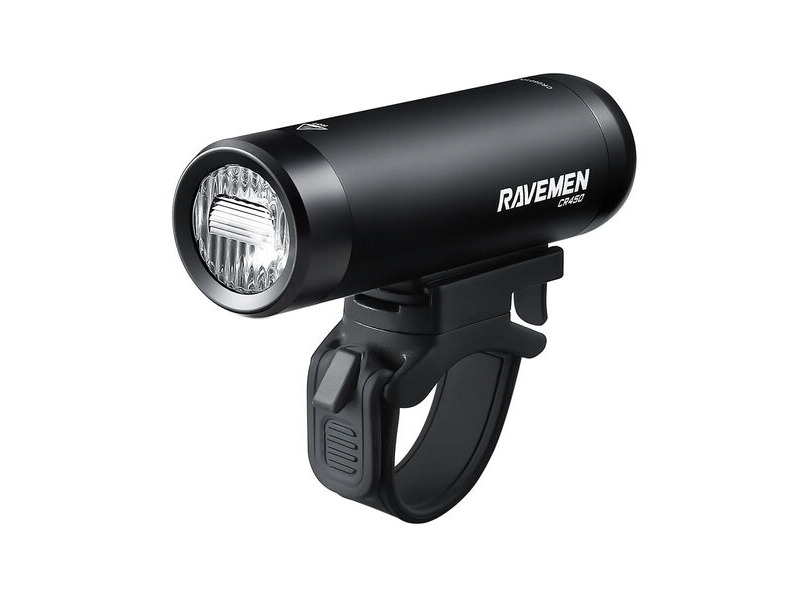 Ravemen CR450 USB Rechargeable T-Shape Anti-Glare Front Light with Remote in Matt/Gloss Black (450 Lumens) click to zoom image