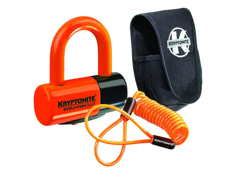 Kryptonite Evolution Series 4 disc lock - Premium Pack pouch and reminder cable - orange click to zoom image