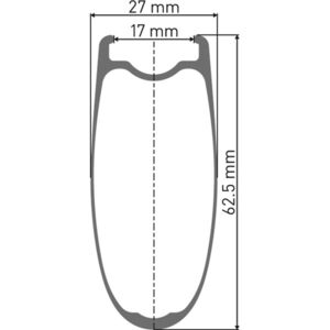 DT Swiss ARC 1400 DICUT wheel, carbon clincher 62 x 17 mm rim, front click to zoom image